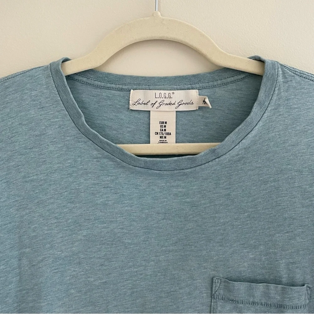 Blue Colorblock Short Sleeve Tee with Pocket - Picture 3 of 3